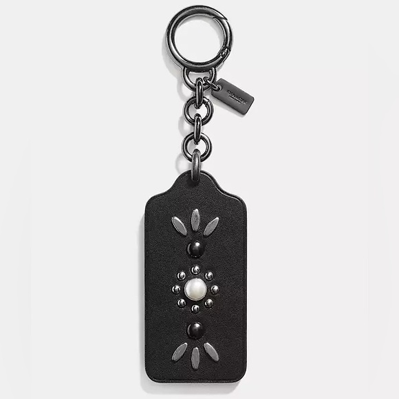 Coach Handbags - Coach • Western Rivets Bag Charm Hangtag Key Ring Black 58490